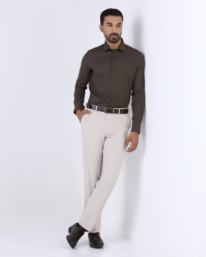 Brown Staples Print Formal Shirts - Eagle