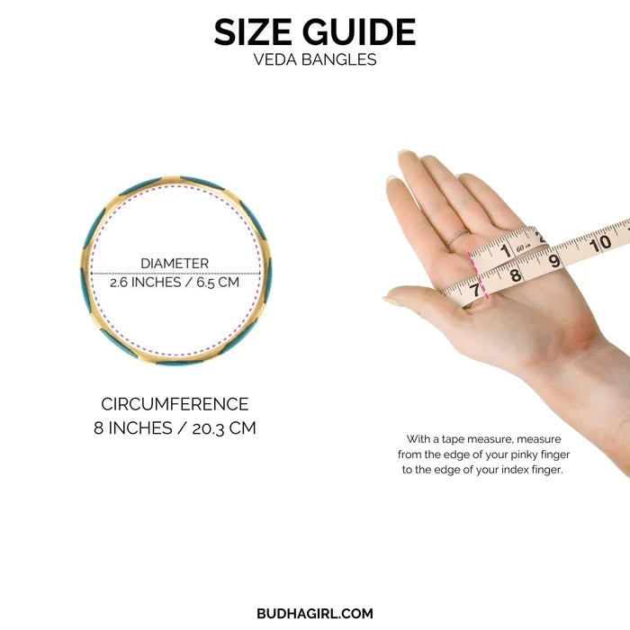 Budha Girl wasabi veda bangle bracelets size chart