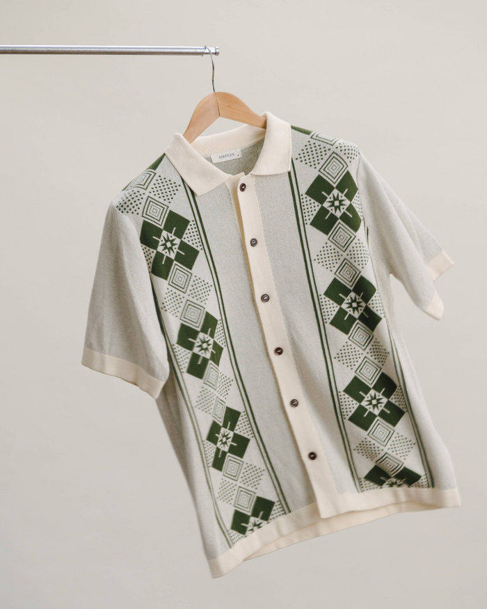 Cactus Green Argyle Jacquard Polo