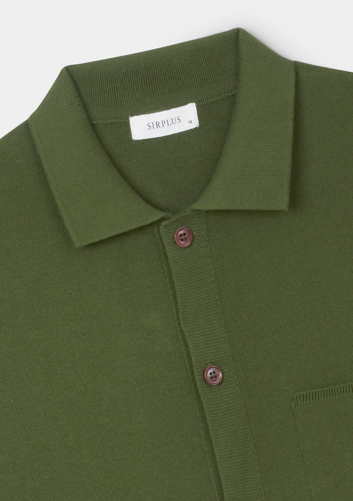 Cactus Green Cotton Knit Polo, Polo Shirt - SIRPLUS