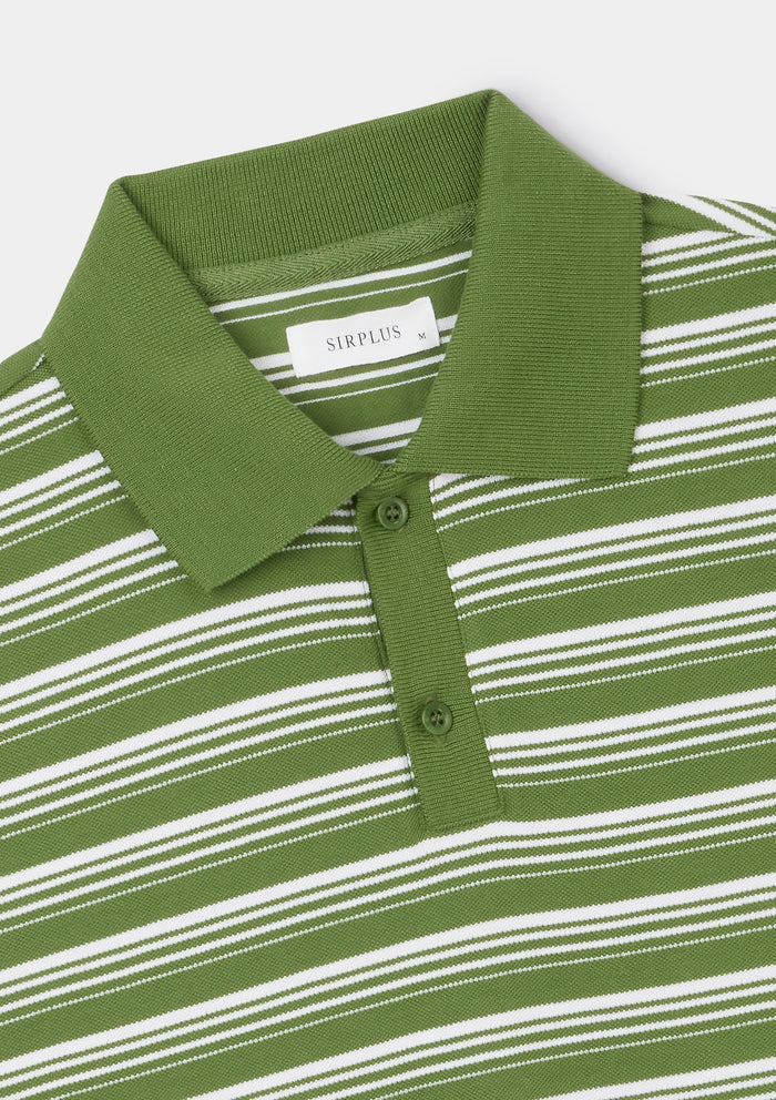 Cactus Green Stripe Tennis Polo, Polo Shirt - SIRPLUS