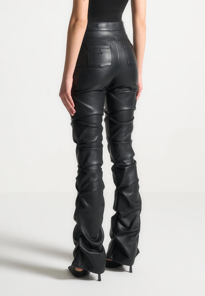 caroline-tacked-leather-fit-and-flare-trousers-black