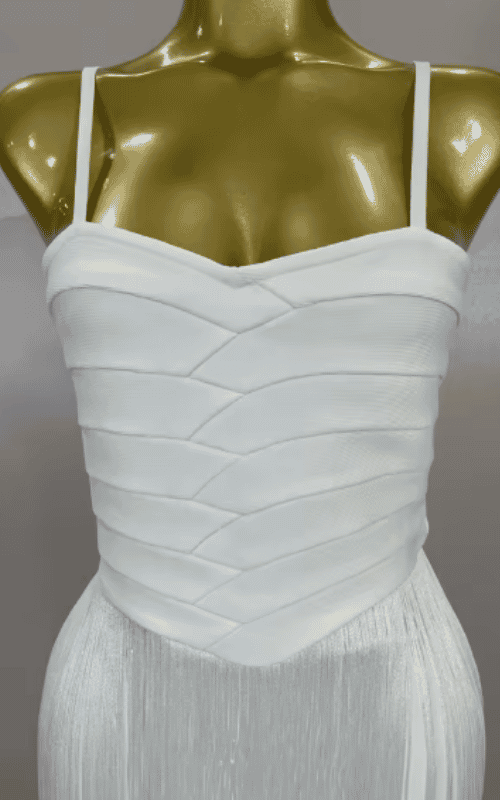 Catalina White Backless Tassel Bodycon Bandage Dress