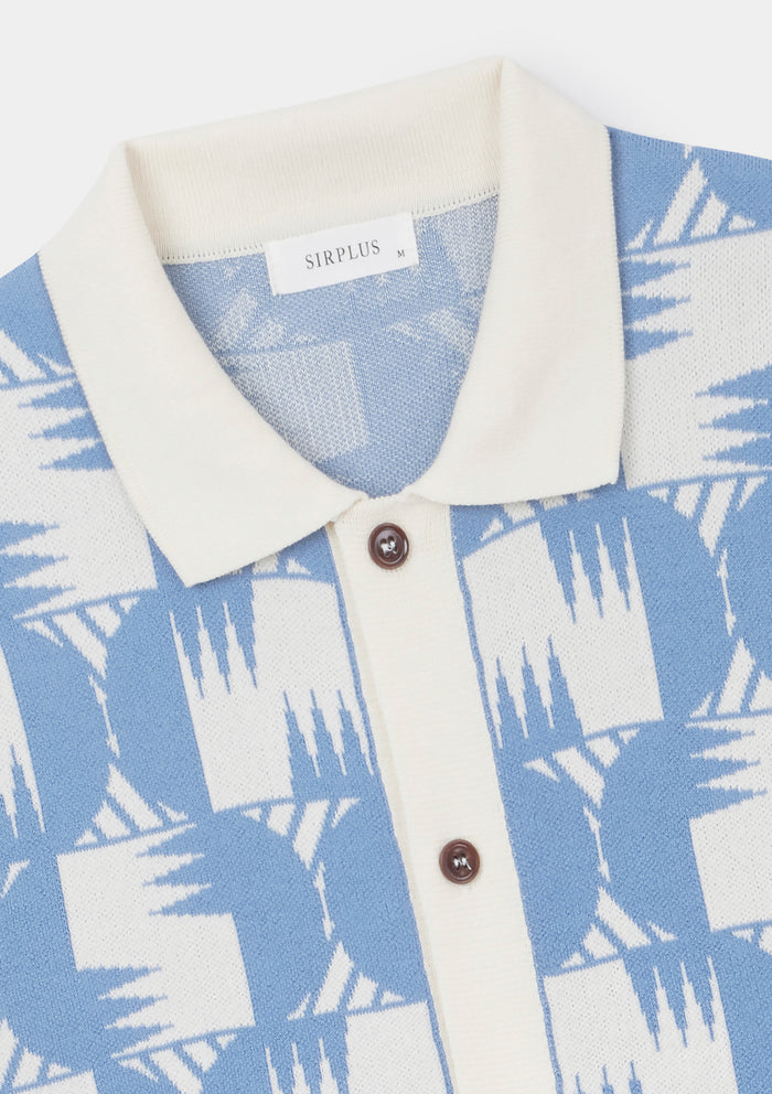 Ceramic Blue Underground Tapestry Jacquard Polo, Polo Shirt - SIRPLUS