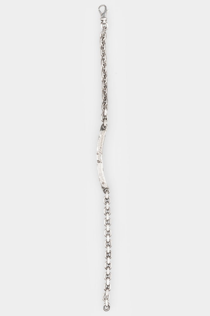 Chain link bar oxidized silver bracelet