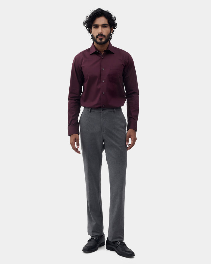 Charcoal Solid Formal Trouser - Kent