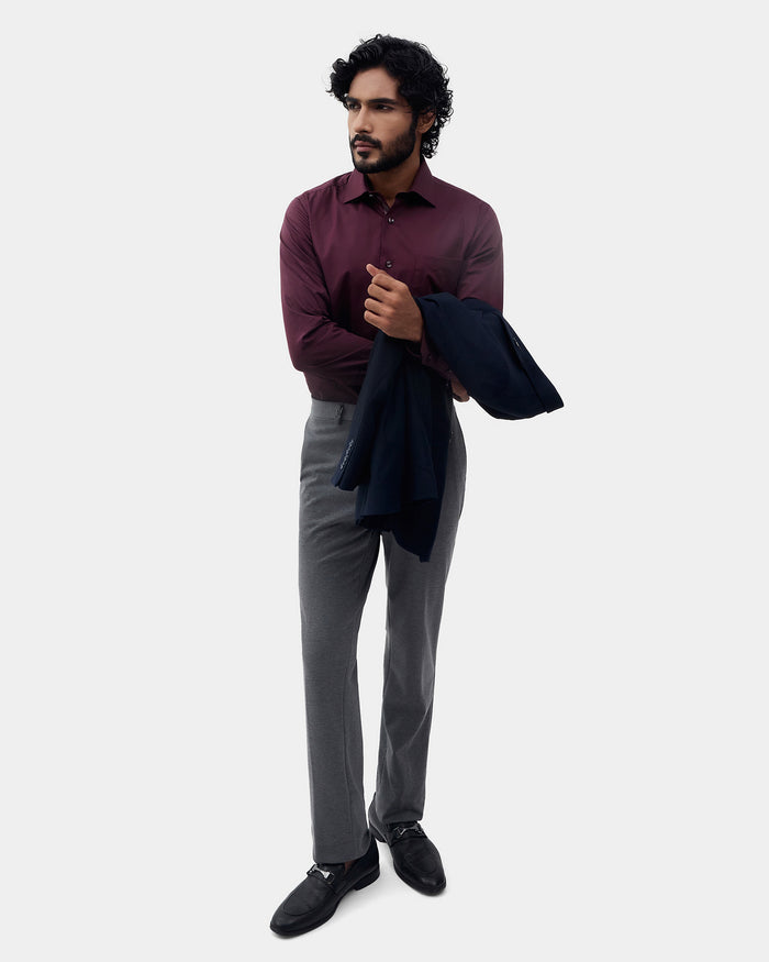 Charcoal Solid Formal Trouser - Kent