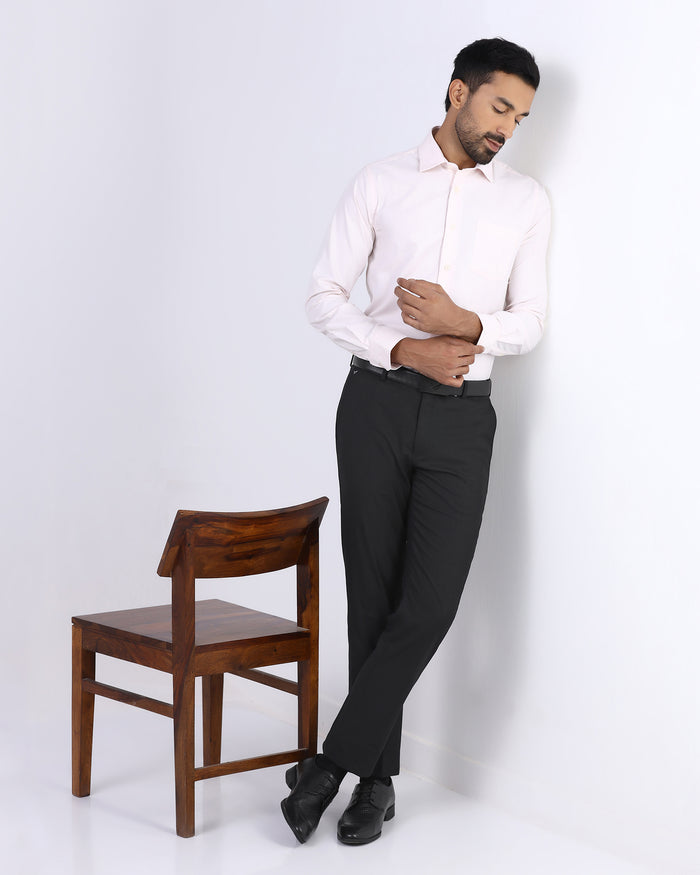 Charcoal Staples Dobby Formal Trouser - Gaezry