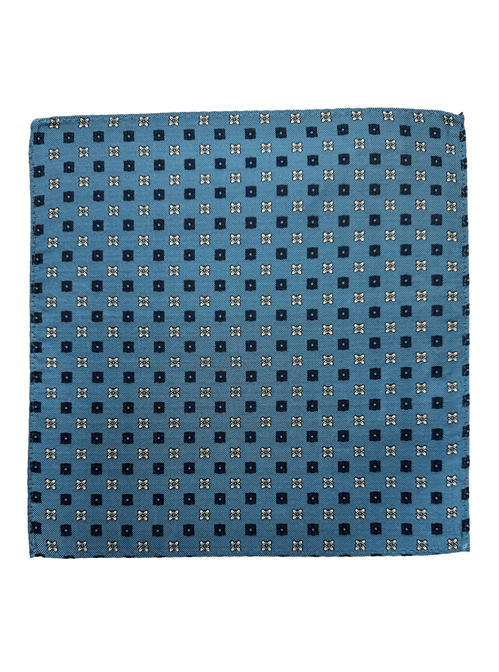 Chelsea Blue Quatrefoil Silk Pocket Square