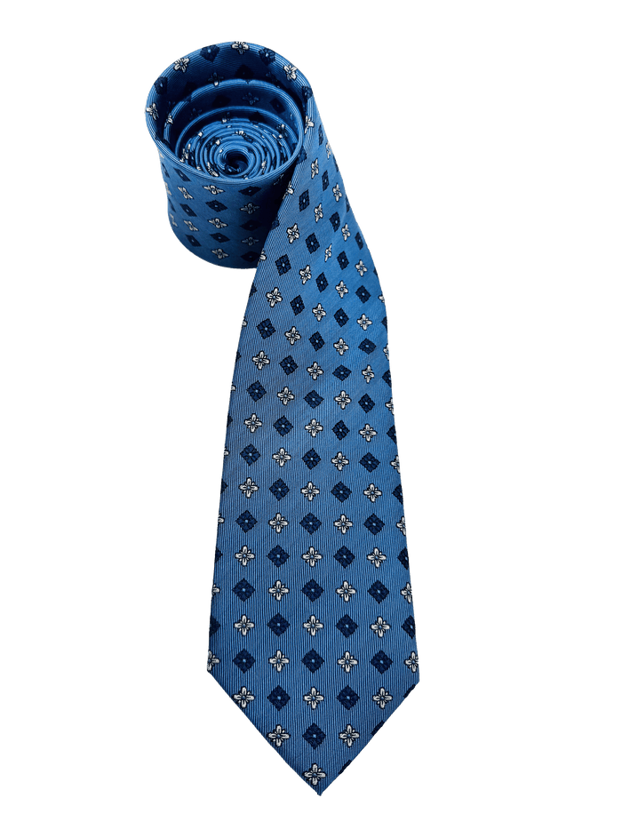 Chelsea Blue Quatrefoil Silk Tie
