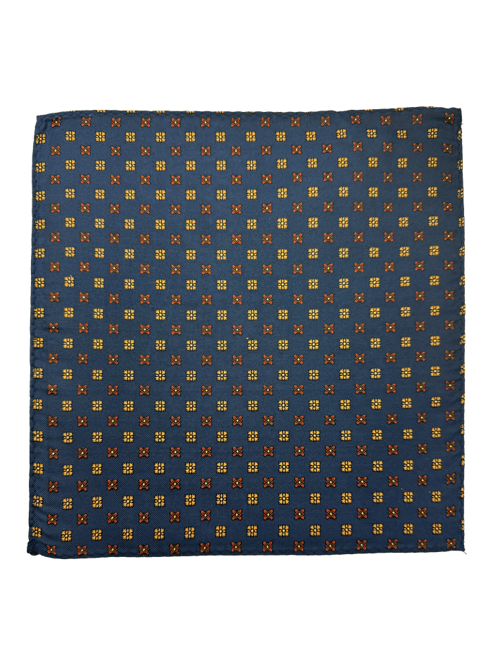 Chelsea Orange Quatrefoil Silk Pocket Square