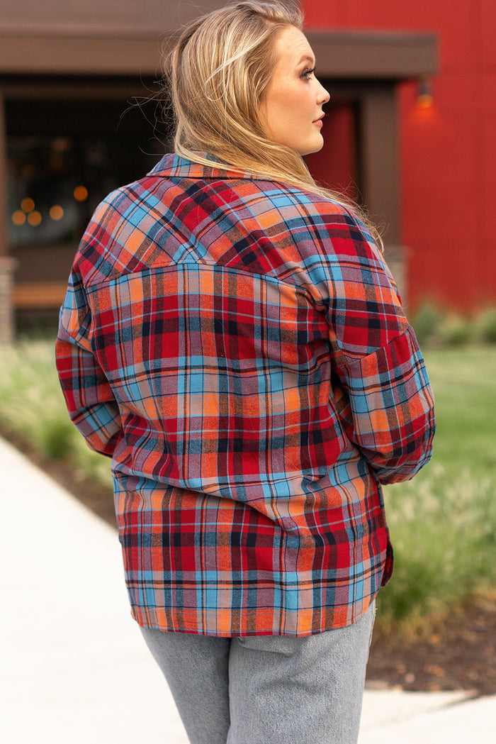 Chemise Boutonnée Imprimée à Carreaux Rouge Grande Taille-A WOMAN WE LOVE