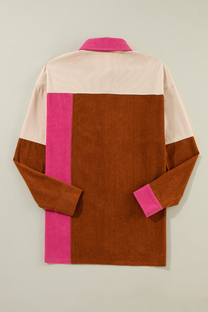 Chemise Color-Block en Velours Côtelé