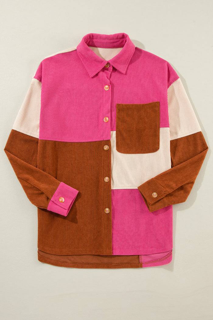 Chemise Color-Block en Velours Côtelé