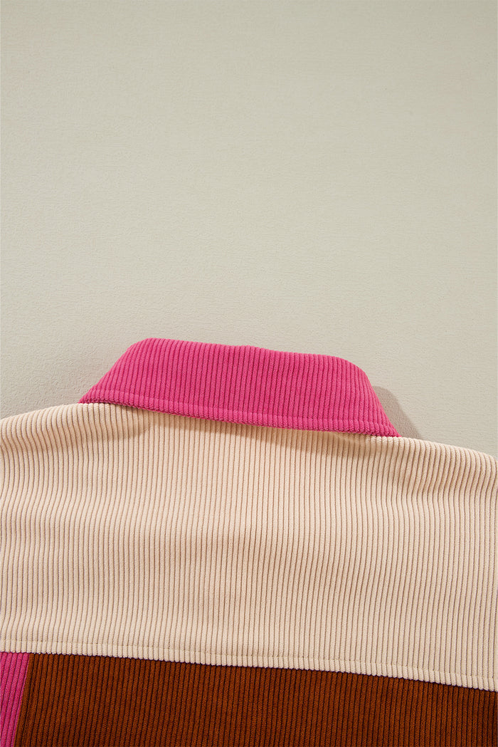 Chemise Color-Block en Velours Côtelé