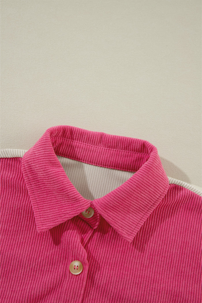 Chemise Color-Block en Velours Côtelé
