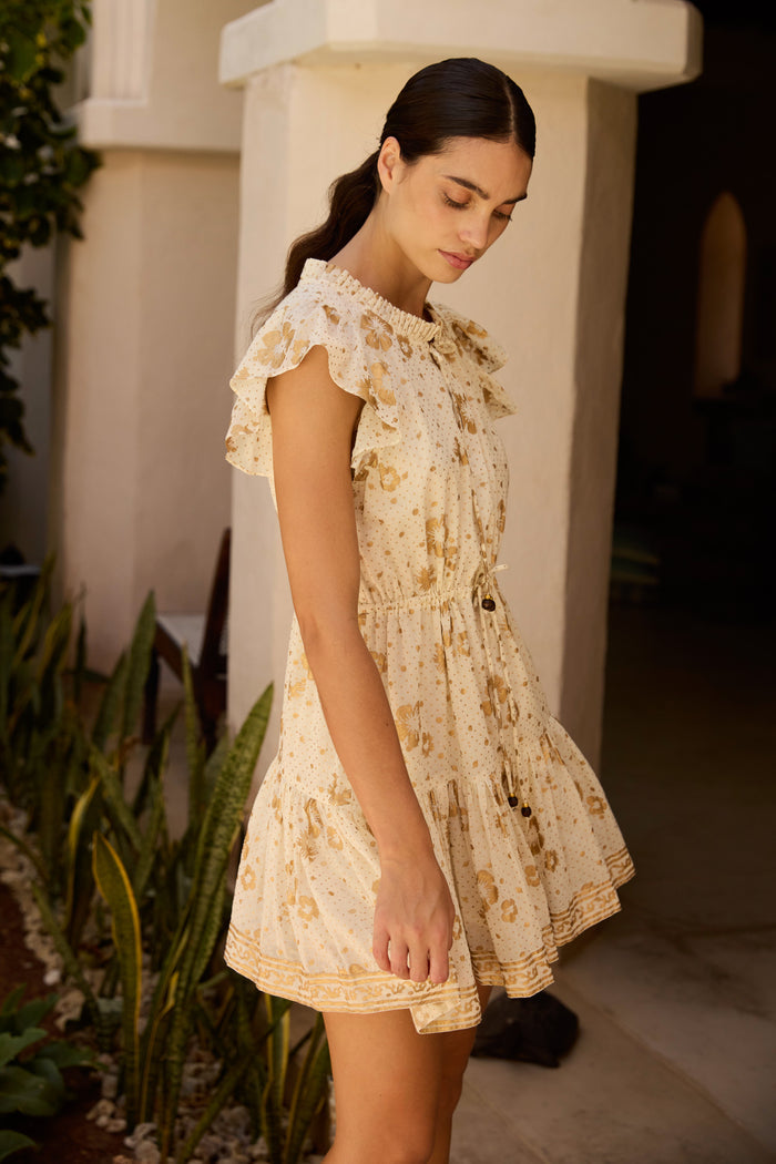 Cinched Flirty Short- Carlin Cream Gold