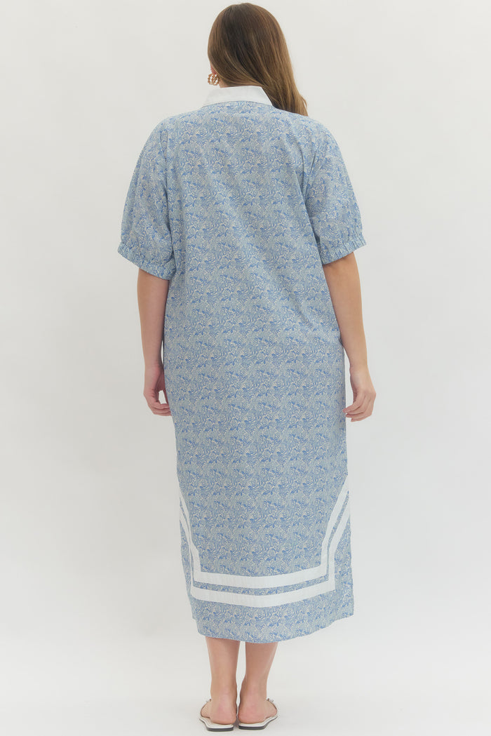 plus size entro midi blue dress