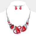 Colored Metal Stone Necklace Set