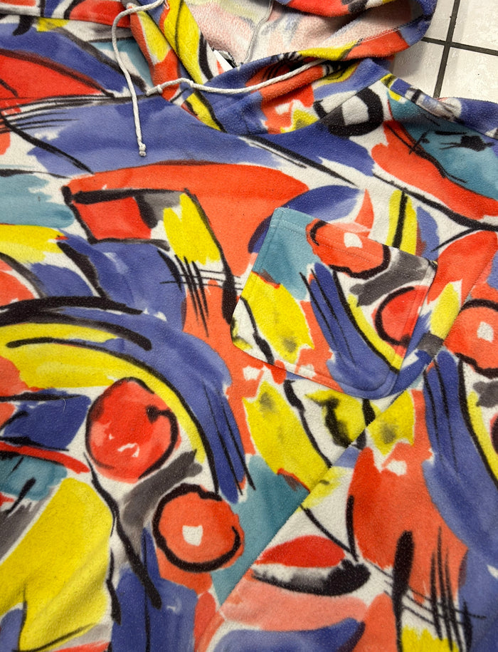 Colorful Patterned Fleece Cropped Hoodie