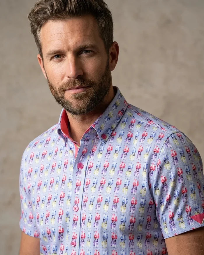 Colourful Vespa Print Short Sleeve Shirt