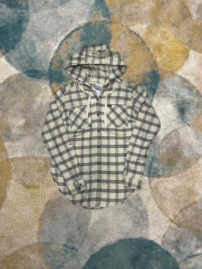 Columbia Plaid Black and White Shirt