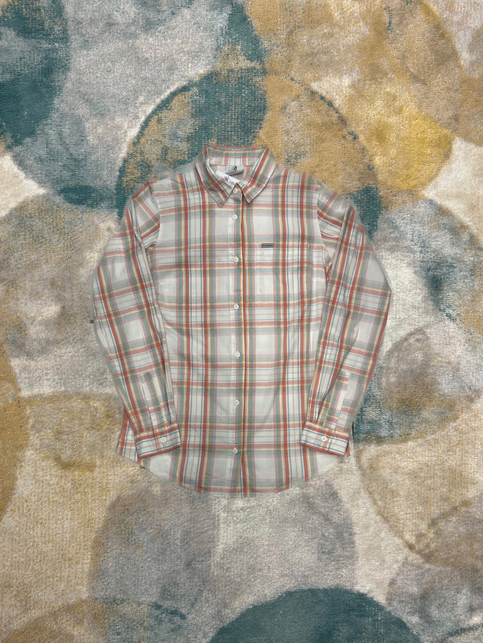 Columbia Plaid Orange White Shirt