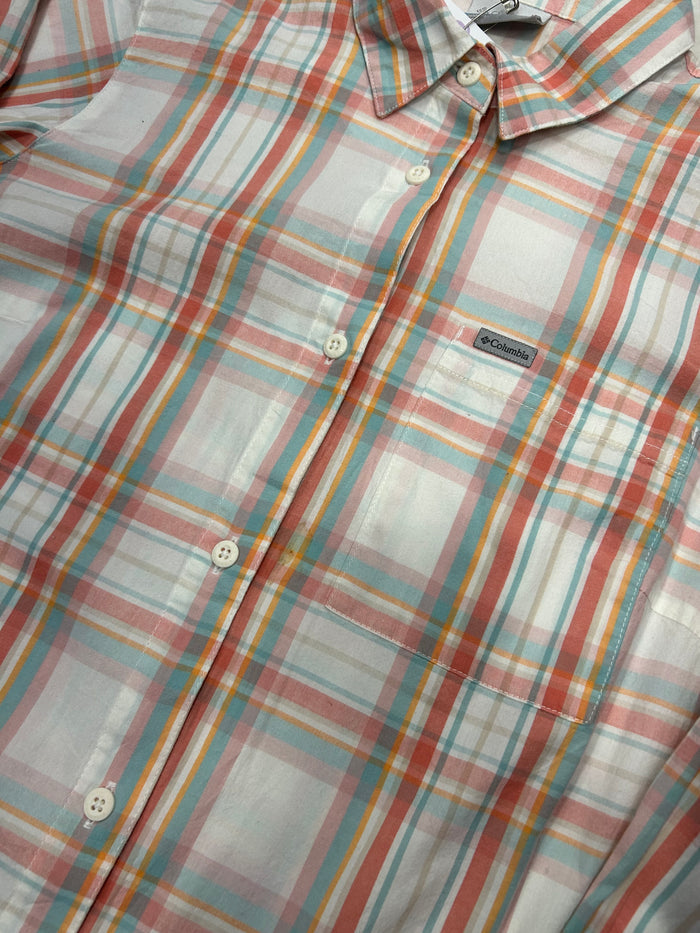 Columbia Plaid Orange White Shirt
