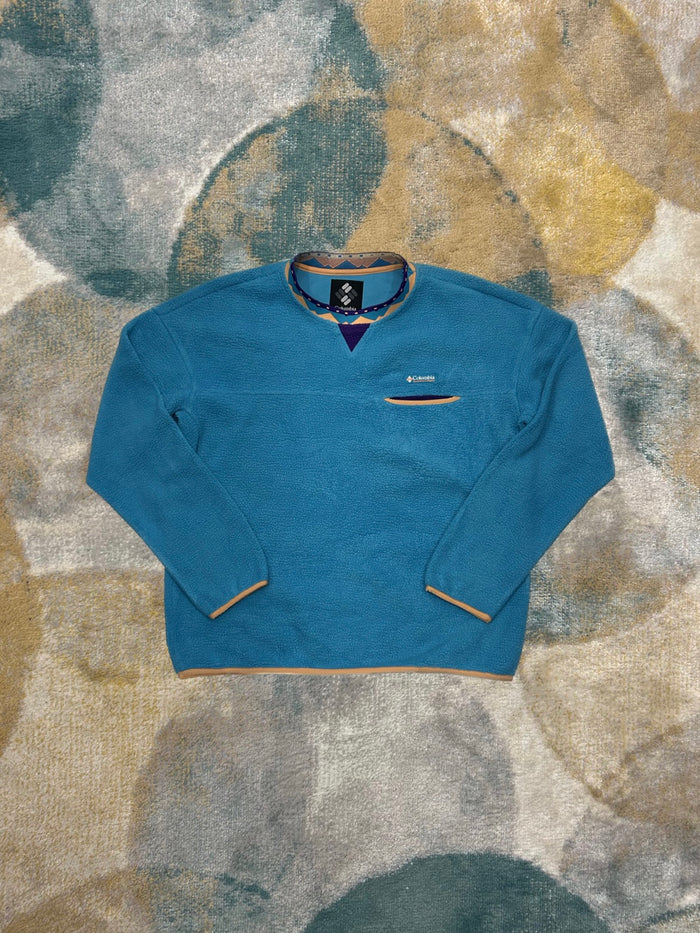 Columbia Teal Retro Fluffy Fleece Crewneck