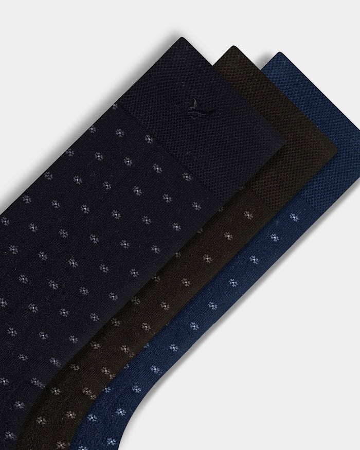 Combed Cotton Crew Length Socks Pack of 3 - Braxton