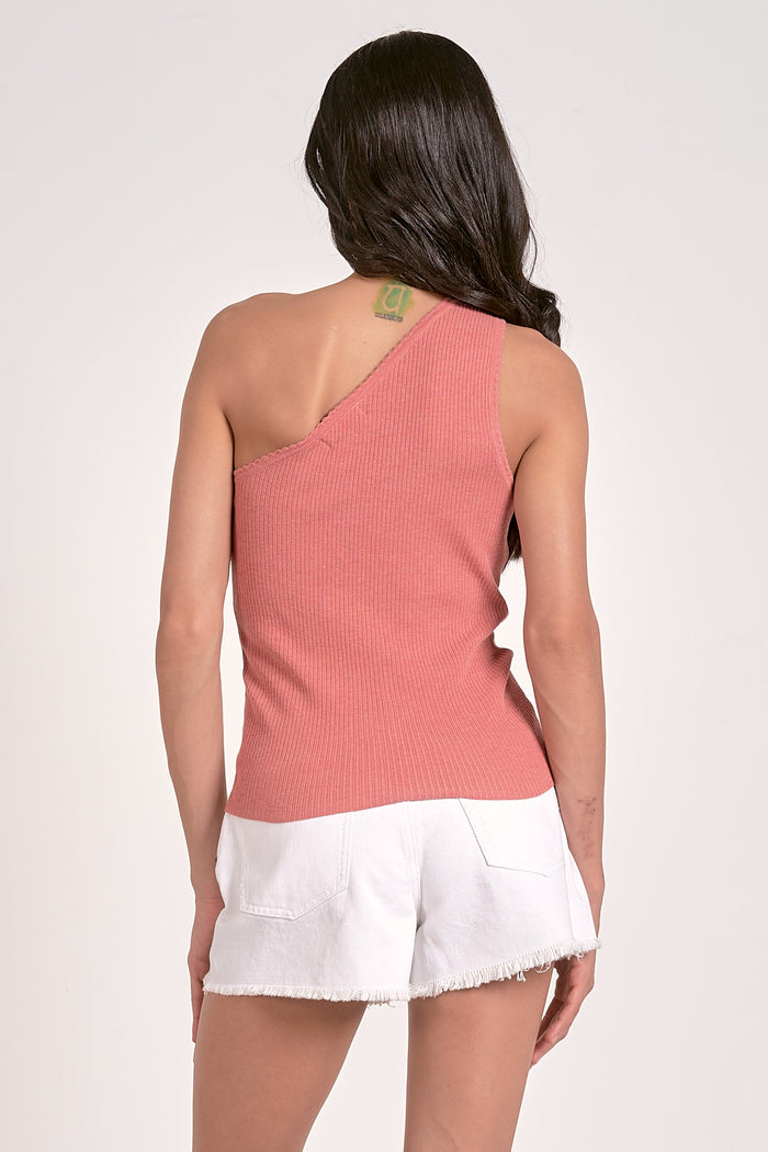 one shoulder coral tank back