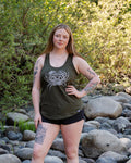 CRAB- Women's 100% Organic Cotton Racerback Tank Top - Olive Green