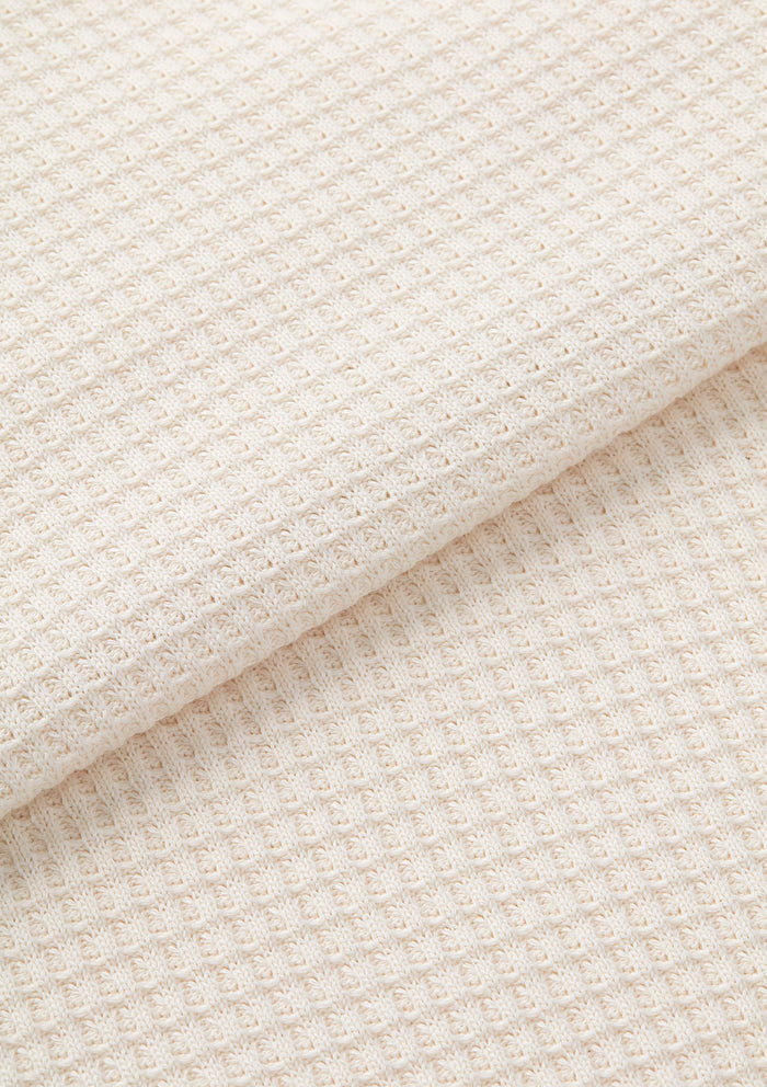 Cream Jersey Waffle Resort Polo, Polo Shirts - SIRPLUS