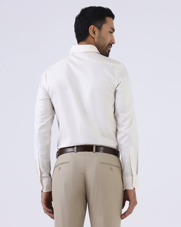 Cream Staples Print Formal Shirts - Eagle