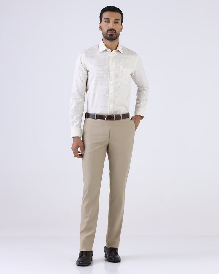 Cream Staples Print Formal Shirts - Eagle