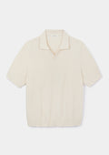 Cream Textured Rib Resort Polo, Polo Shirt - SIRPLUS