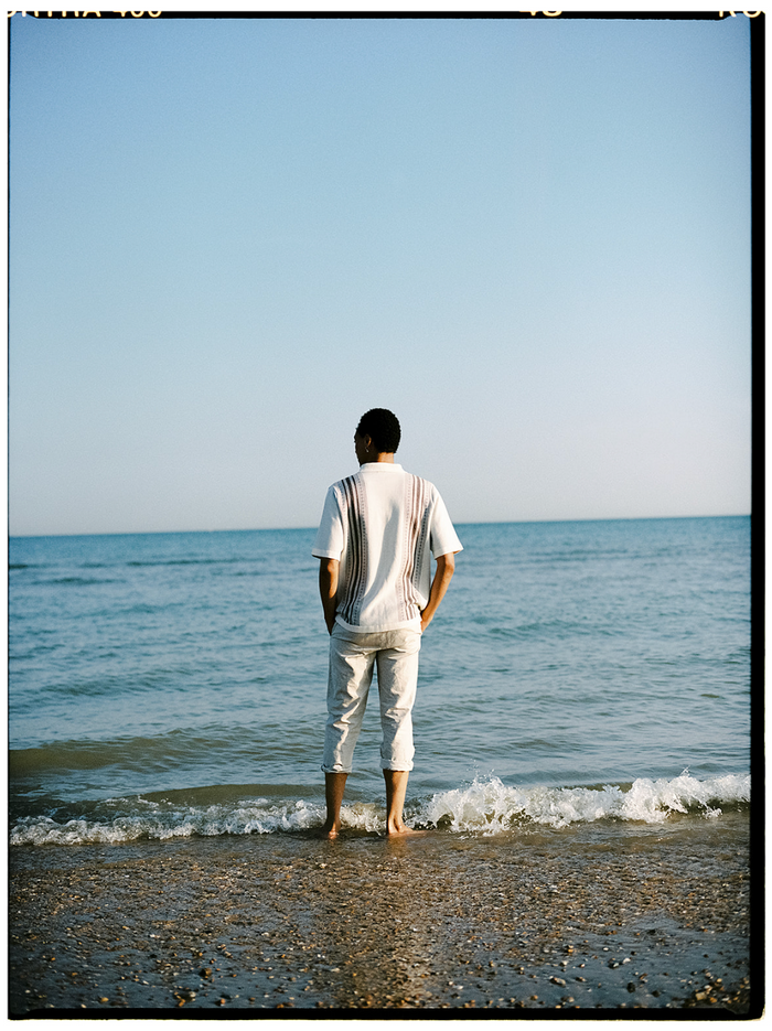 Cream Woven Panel Jacquard Polo, Polo Shirt - SIRPLUS