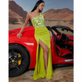 Cut-Out Glitter One-Shoulder Long Prom Dress with Leg Slit BP057 - Rosymae