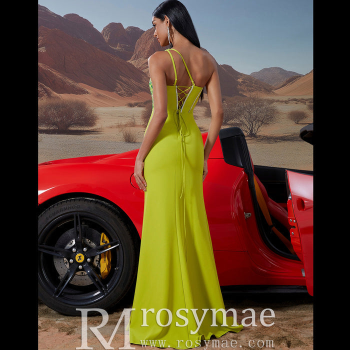 Cut-Out Glitter One-Shoulder Long Prom Dress with Leg Slit BP057 - Rosymae