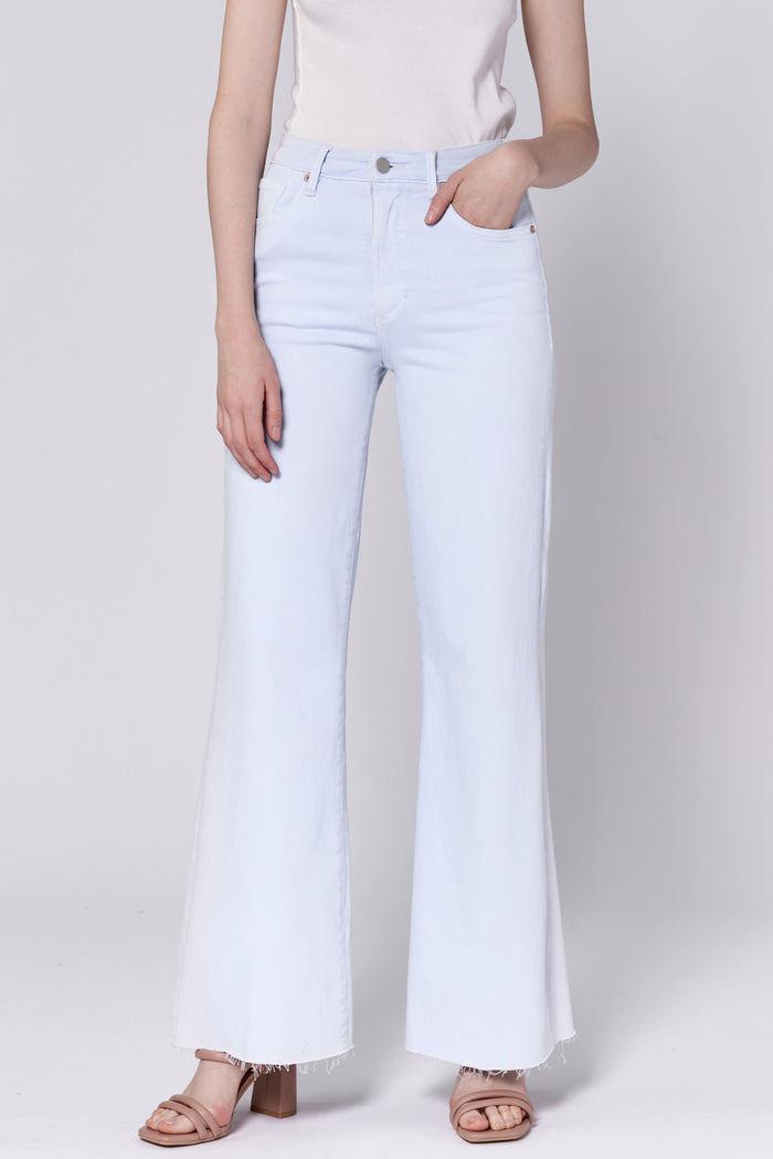 white high rise flare jean