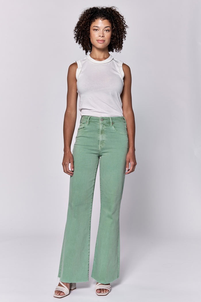 green wide leg Fiona high rise jeans