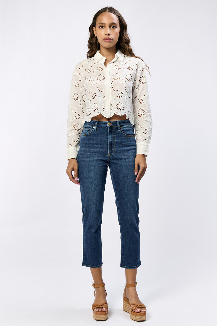 dark wash cropped denim Frankie high rise
