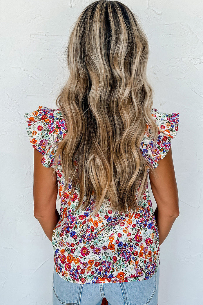 Débardeur Flutter à Col Carré Floral *-A WOMAN WE LOVE
