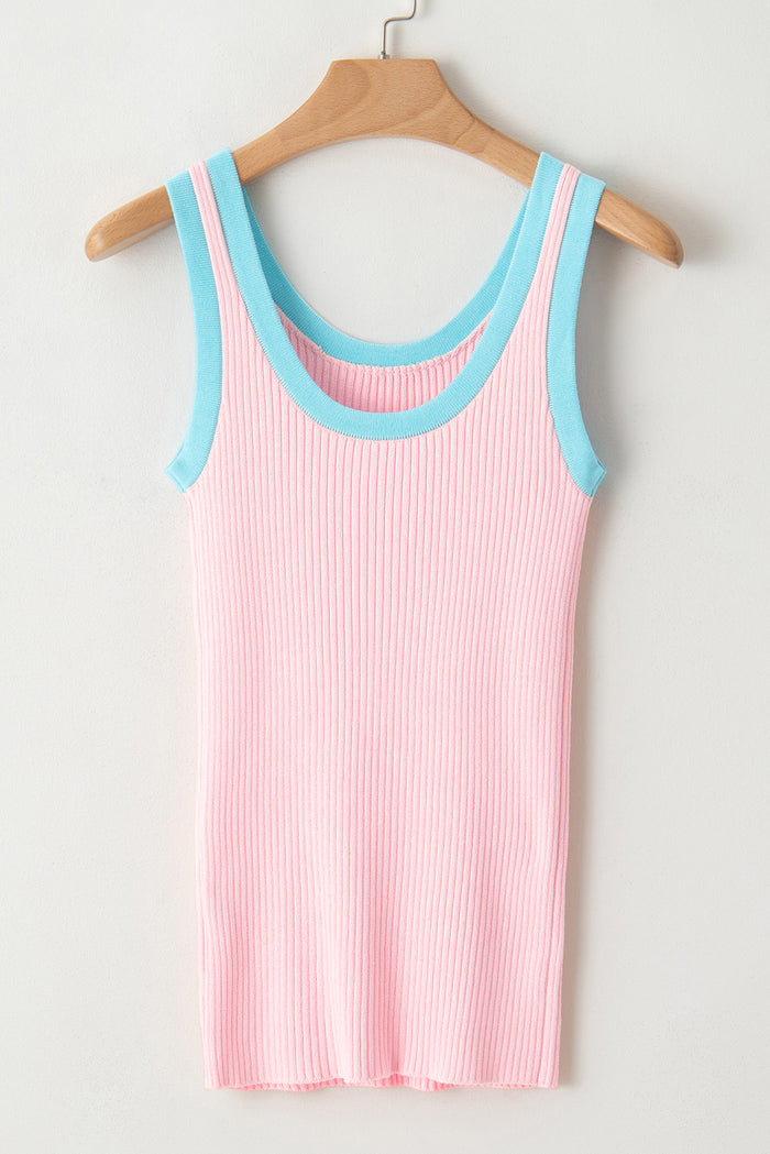 Débardeur rose à col en U en tricot côtelé *-A WOMAN WE LOVE