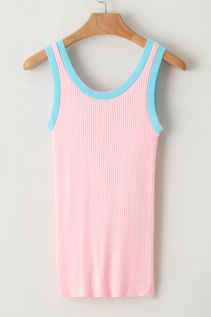 Débardeur rose à col en U en tricot côtelé *-A WOMAN WE LOVE