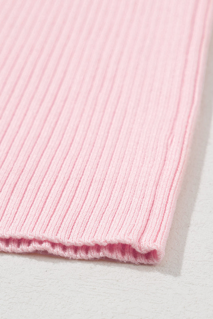 Débardeur rose à col en U en tricot côtelé *-A WOMAN WE LOVE