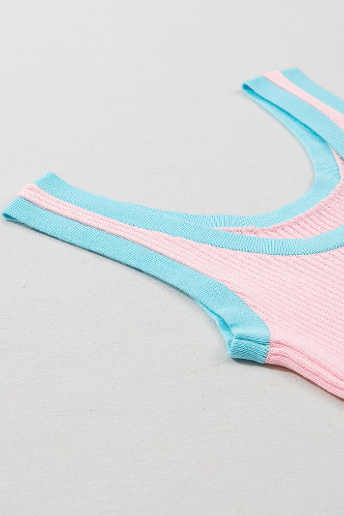 Débardeur rose à col en U en tricot côtelé *-A WOMAN WE LOVE