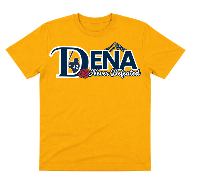 Dena Gold Dry Fit Shirt: Never Defeated