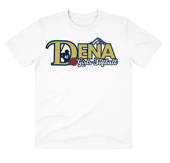 Dena White Dry Fit Shirt: Girls Softball