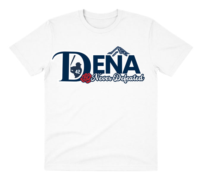 Dena White Dry Fit Shirt: Never Defeated